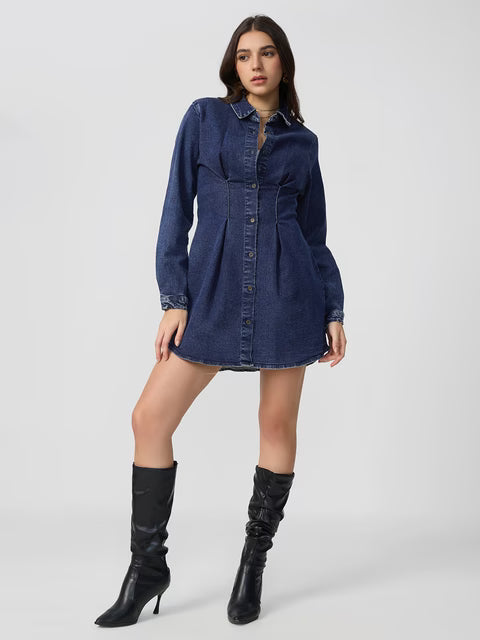 Denim Shirt Dress: Indigo