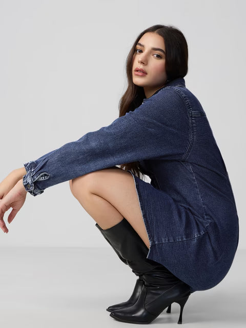 Denim Shirt Dress: Indigo