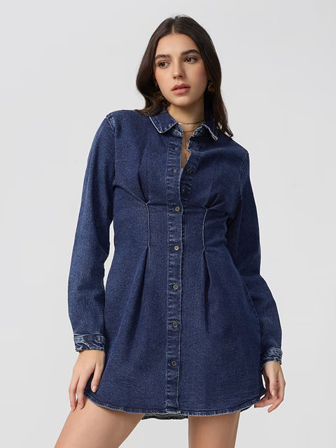 Denim Shirt Dress: Indigo