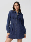 Denim Shirt Dress: Indigo