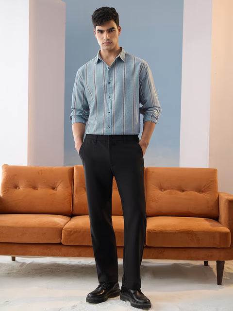 Cotton Linen Stripes: Lagoon