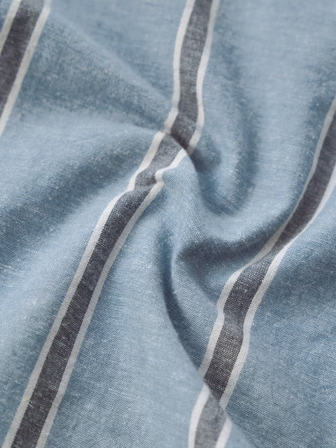 Cotton Linen Stripes: Lagoon