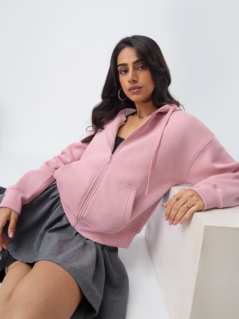 Zipper Hoodie: Antique Rose