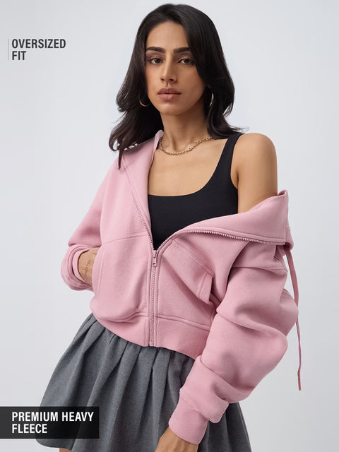 Zipper Hoodie: Antique Rose