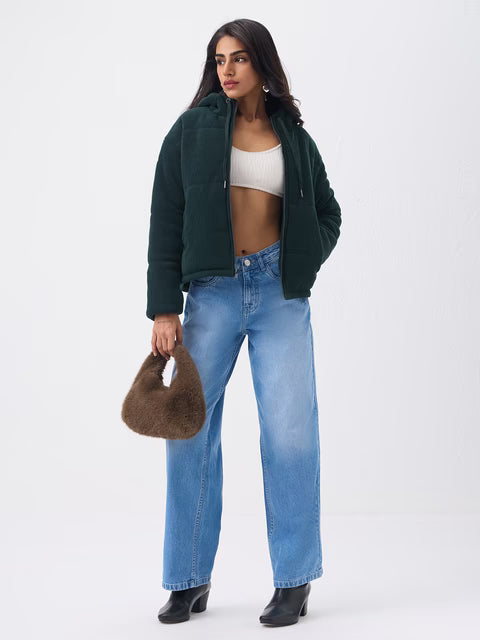 Puffer Jacket: Bottle Green