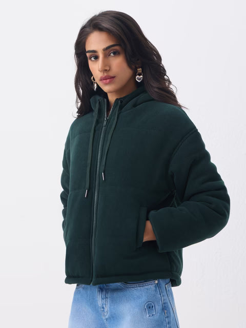 Puffer Jacket: Bottle Green