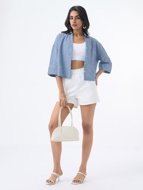 Cotton Linen Shirt: Azure