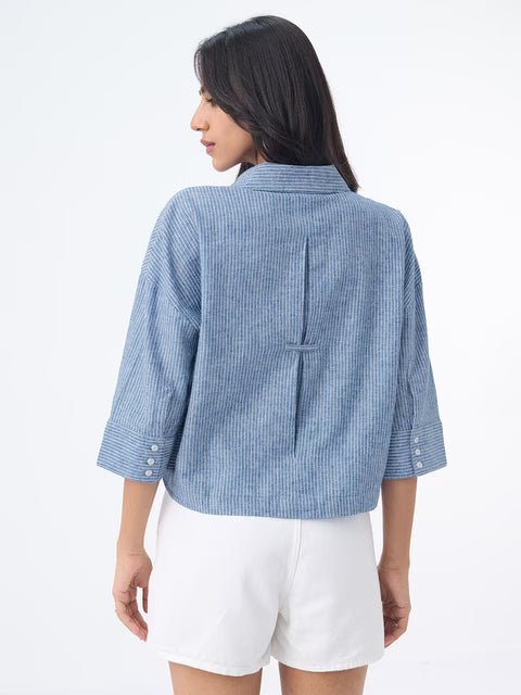 Cotton Linen Shirt: Azure