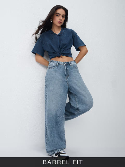 Barrel-Fit Denim: Drip Blue