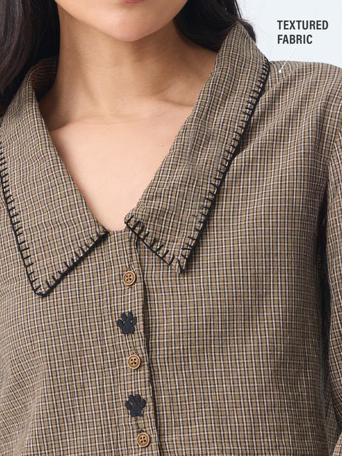 Textured Shirt: Chestnut