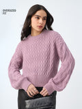 Cable-Knit Sweater: Dusky Rose