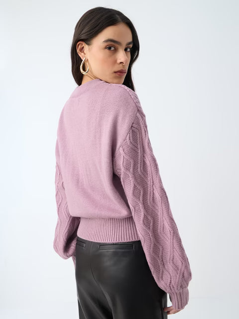 Cable-Knit Sweater: Dusky Rose