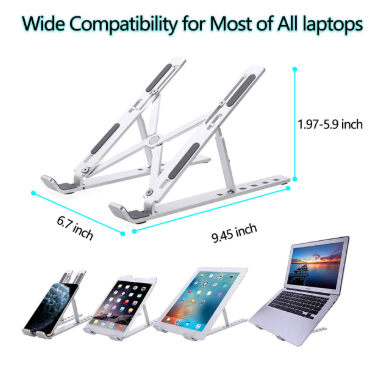 Portable Aluminum Laptop Stand – Adjustable & Foldable